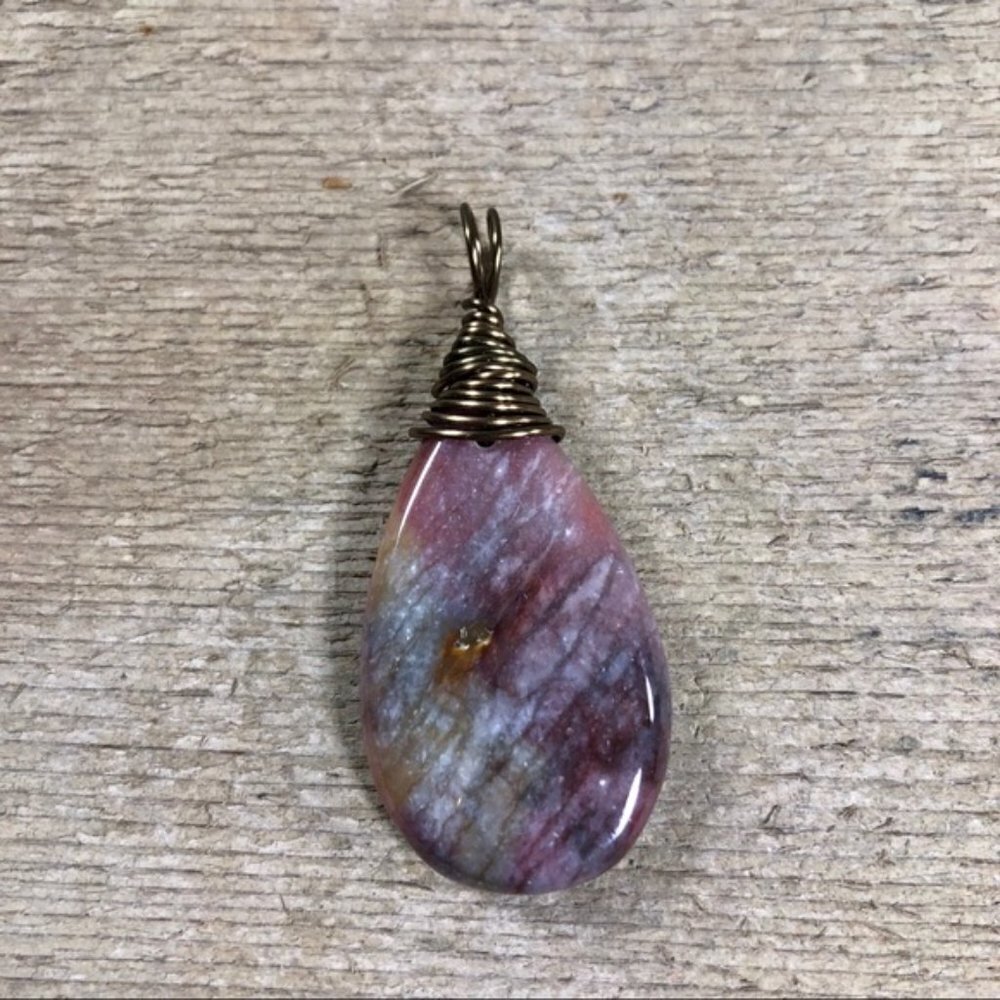 Purple Agate Tear Drop Necklace Pendant